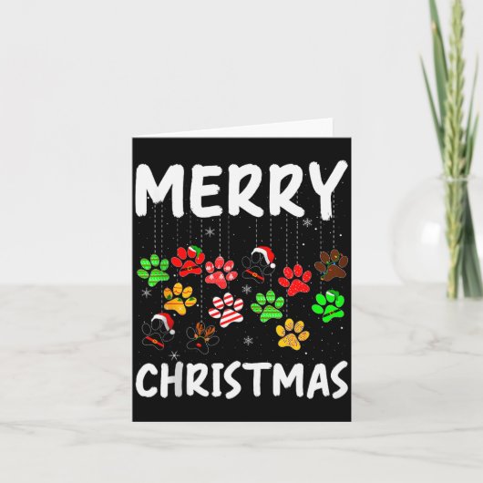 Dog Paw Merry Christmas Pajamas Puppy Dog Lover Xm Kaart (Voorkant)