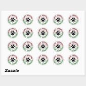 Dog Paw Merry-kerstakers Ronde Sticker (Vel)