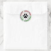 Dog Paw Merry-kerstakers Ronde Sticker (Tas)