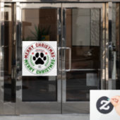 Dog Paw Merry Kerstmis Cling Raamsticker (Kantoordeur)