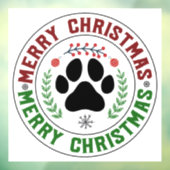 Dog Paw Merry Kerstmis Cling Raamsticker (Vel 3)