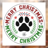 Dog Paw Merry Kerstmis Cling Raamsticker (Vel 2)