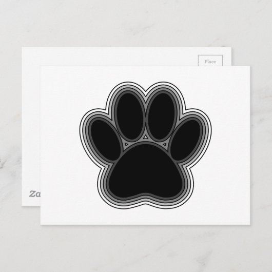 Dog Paw met contouren Briefkaart (Voorkant / Achterkant)