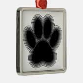 Dog Paw met contouren Metalen Ornament (Rechts)