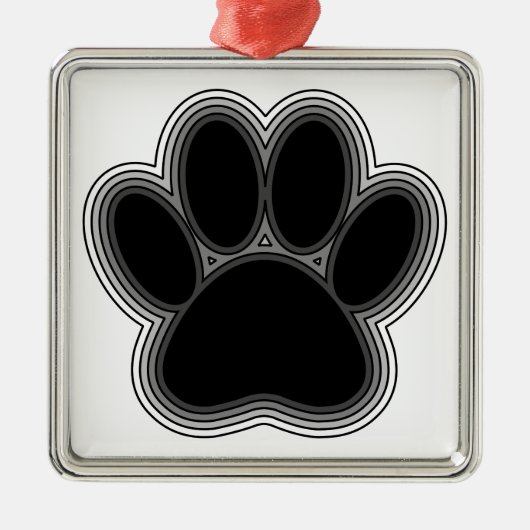 Dog Paw met contouren Metalen Ornament (Voorkant)