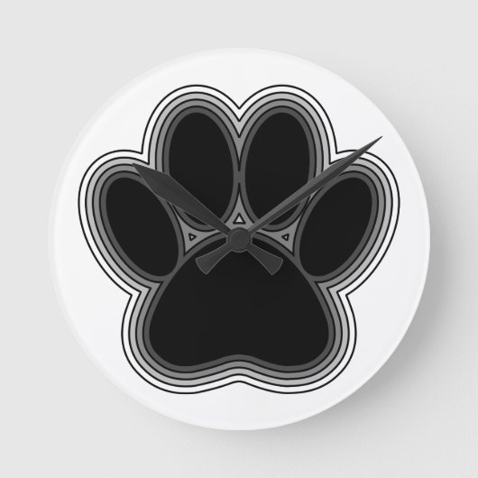 Dog Paw met contouren Ronde Klok (Voorkant)