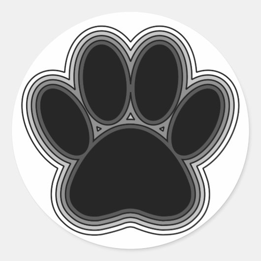 Dog Paw met contouren Ronde Sticker (Voorkant)
