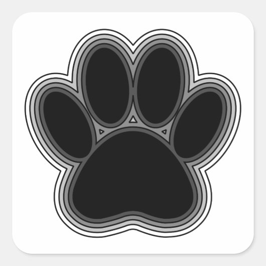Dog Paw met contouren Vierkante Sticker (Voorkant)