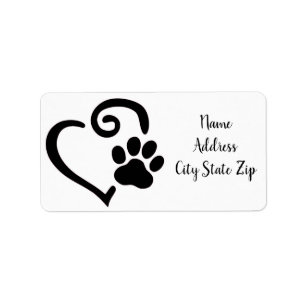 **DOG PAW MET HEART* ADRESETIKETTEN ETIKET