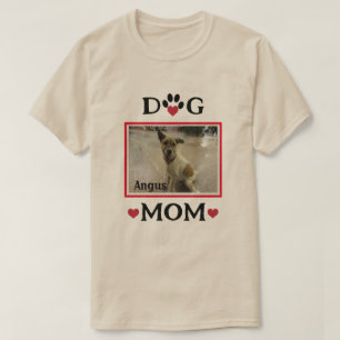 Dog Paw met Red Heart Aangepaste Foto Dog Mam T-shirt