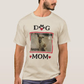 Dog Paw met Red Heart Aangepaste Foto Dog Mam T-shirt (Voorkant)
