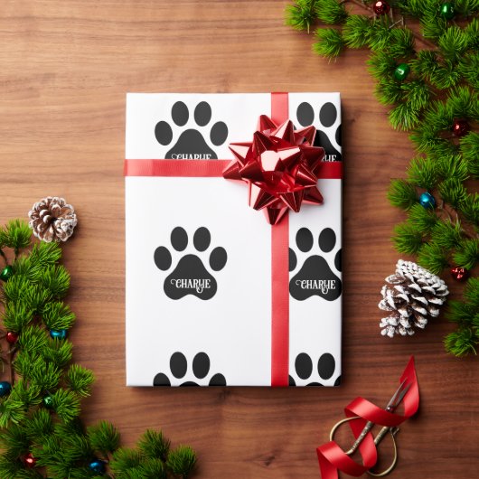 Dog Paw Name Silhouette Design Cadeaupapier (Feestdagen Geschenken)