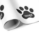 Dog Paw Name Silhouette Design Cadeaupapier (Rol Hoek)