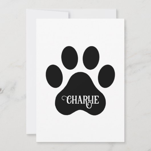 Dog Paw Name Silhouette Design Feestdagenkaart (Voorkant)