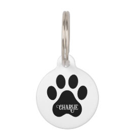 Dog Paw Name Silhouette Design Huisdierpenning