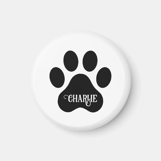 Dog Paw Name Silhouette Design Magneet (Voorkant)