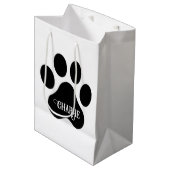 Dog Paw Name Silhouette Design Medium Cadeauzakje (Voorkant Gekanteld)
