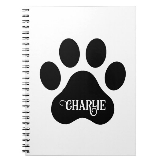 Dog Paw Name Silhouette Design Notitieboek (Voorkant)