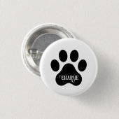 Dog Paw Name Silhouette Design Ronde Button 3,2 Cm (Voorkant /achterkant)