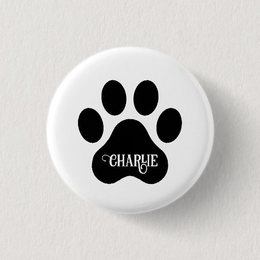 Dog Paw Name Silhouette Design Ronde Button 3,2 Cm (Voorkant)