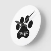 Dog Paw Name Silhouette Design Ronde Klok (Hoek)