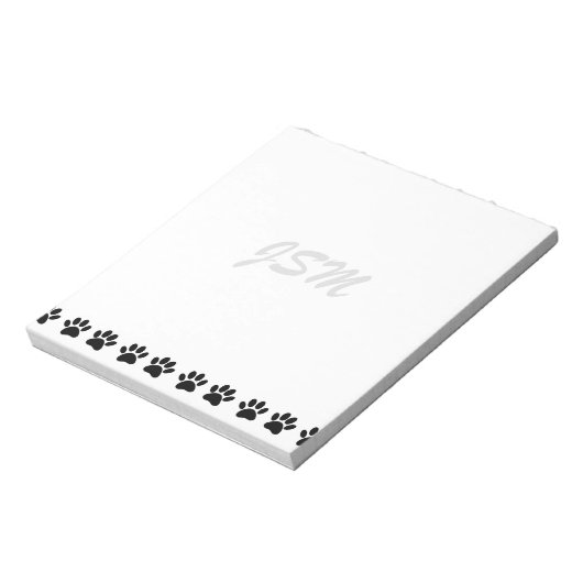 Dog Paw Pattern Aangepaste Initialen Notitieblok (Linkerzijde)