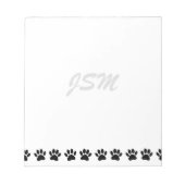 Dog Paw Pattern Aangepaste Initialen Notitieblok (Voorkant)