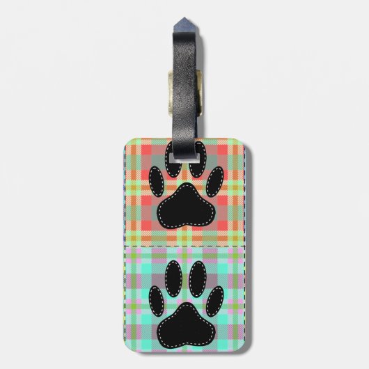 Dog Paw Pattern Quilt Bagagelabel (Achterkant verticaal)