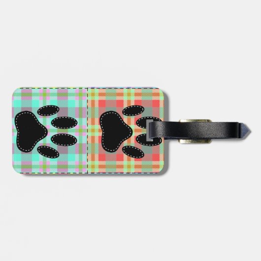Dog Paw Pattern Quilt Bagagelabel (Achterkant horizontaal)