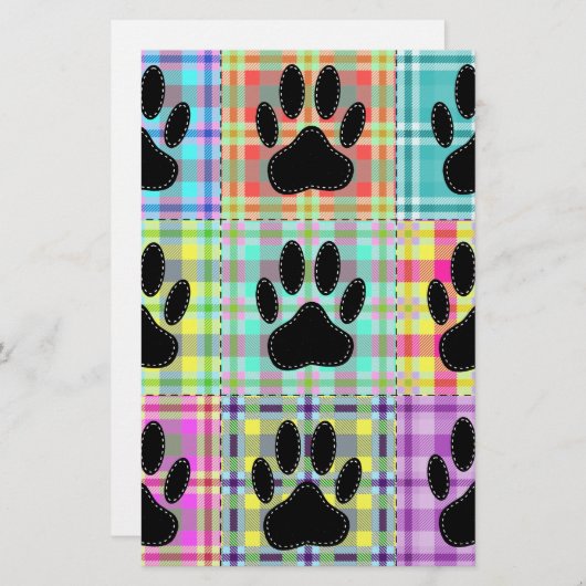 Dog Paw Pattern Quilt Briefpapier (Voorkant / Achterkant)