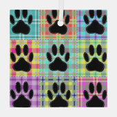 Dog Paw Pattern Quilt Glass Ornament (Achterkant)