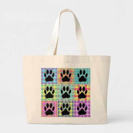 Dog Paw Pattern Quilt Grote Tote Bag (Voorkant)