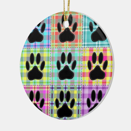 Dog Paw Pattern Quilt Keramisch Ornament (Links)
