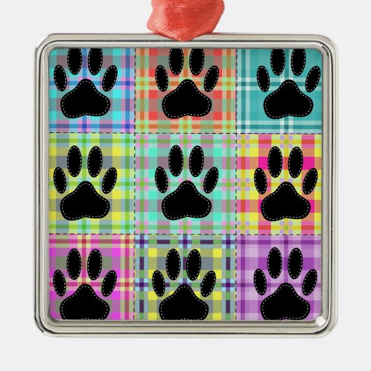 Dog Paw Pattern Quilt Metalen Ornament (Voorkant)