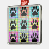 Dog Paw Pattern Quilt Metalen Ornament (Links)