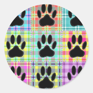 Dog Paw Pattern Quilt Ronde Sticker