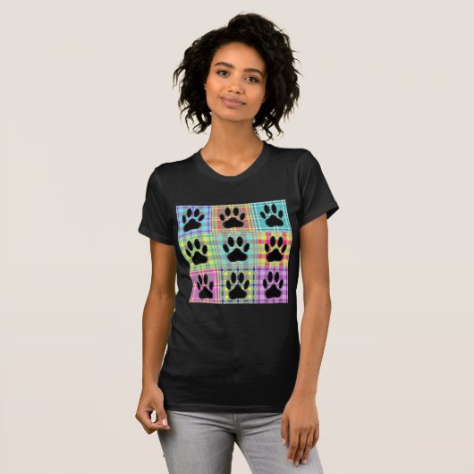 Dog Paw Pattern Quilt T-shirt (Voorkant volledig)