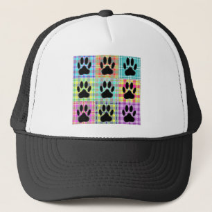 Dog Paw Pattern Quilt Trucker Pet