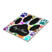 Dog Paw Pattern With Custom Name Ceramic Tile Tegeltje (Zijkant)