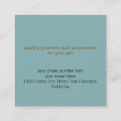 Dog Paw | Pet Store blue modern Vierkante Visitekaartje (Achterkant)