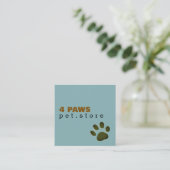 Dog Paw | Pet Store blue modern Vierkante Visitekaartje (Staand voorkant)