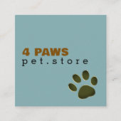 Dog Paw | Pet Store blue modern Vierkante Visitekaartje (Voorkant)