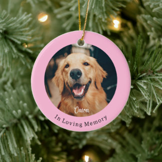 Dog Paw Pink-kerstpunts Memorial Keramisch Ornament