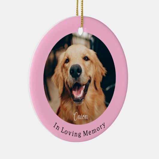 Dog Paw Pink-kerstpunts Memorial Keramisch Ornament (Rechts)