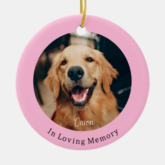 Dog Paw Pink-kerstpunts Memorial Keramisch Ornament (Voorkant)