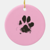 Dog Paw Pink-kerstpunts Memorial Keramisch Ornament (Achterkant)
