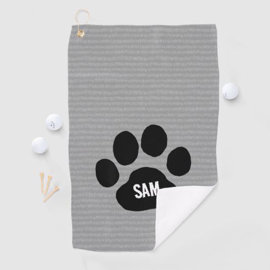 Dog Paw Print aangepaste naam Initialen Golfhanddoek (Insitu)