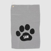 Dog Paw Print aangepaste naam Initialen Golfhanddoek (Voorkant)