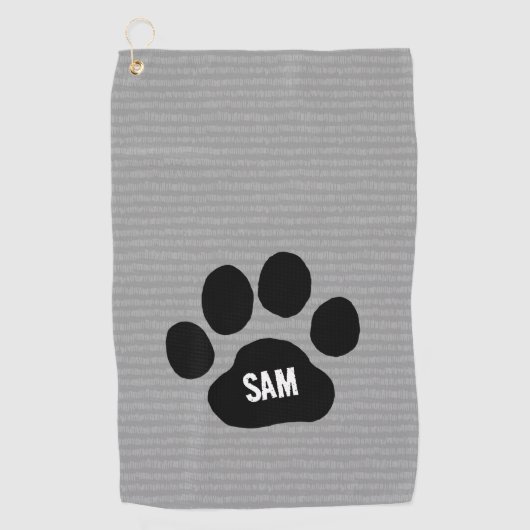 Dog Paw Print aangepaste naam Initialen Golfhanddoek (Voorkant)