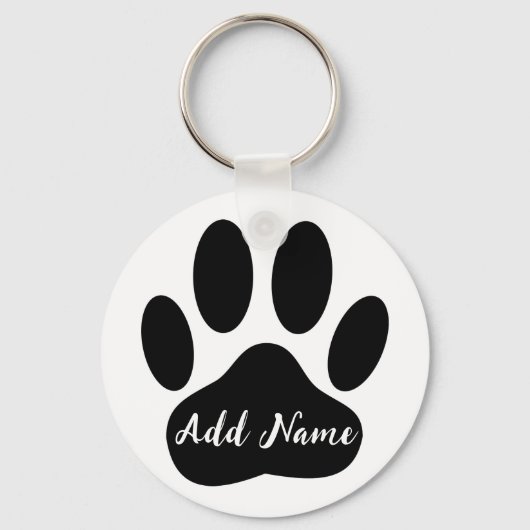 Dog Paw Print Aangepaste naam Sleutelhanger (Voorkant)